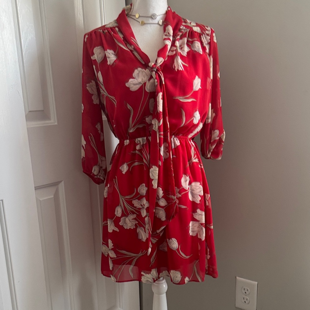 Soprano Red Floral Mini Dress